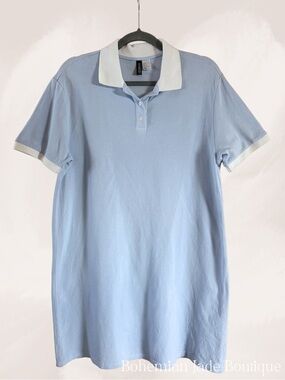 H&M Divided Light Blue Polo Dress Women’s Medium Short Sleeve